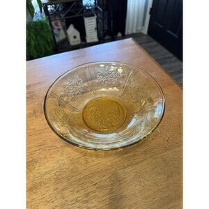 vintage amber depression glass bowl featuring the popular "Sharon" pattern 8”